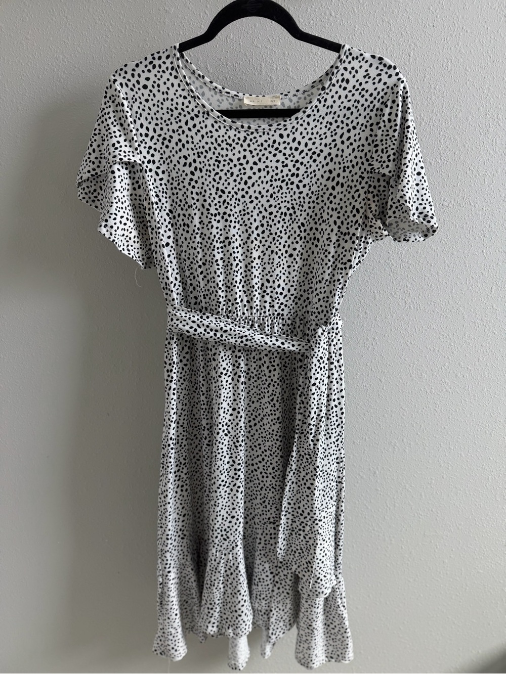 Polka Dot Tie-Waist Women’s Dress - Black on White